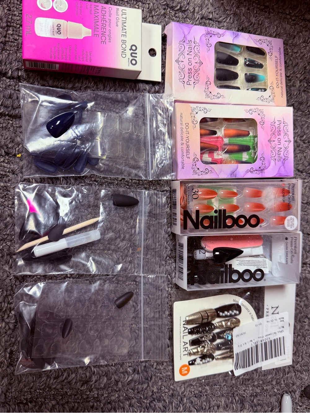 Nailboo & Quo Assorted Press-On Nail Sets — Black, Orange, Multicolor
